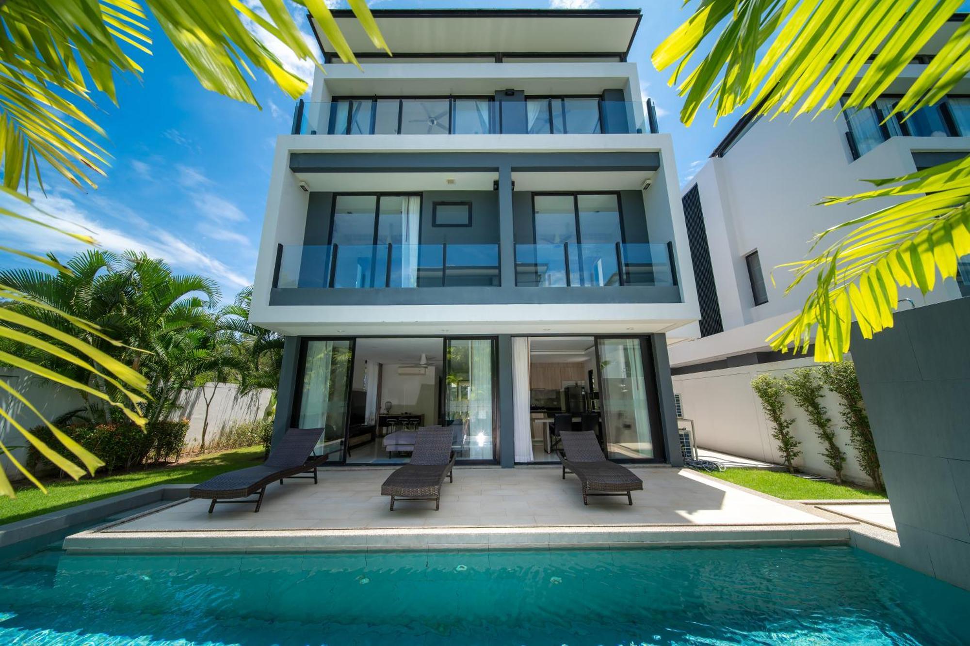 Villa Modern Minimalist 6 Bedroom Light Luxury Private Pool Golf Course Laguna Park Ban Phru Champa